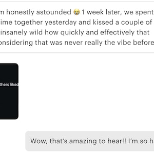 May include: A screenshot of a text message conversation. The text includes a message from Sally, a black square with a profile, and a response. The time stamp reads 6:20 PM. The response includes a purple heart emoji.