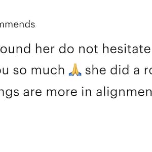 May include: A customer review with a 5-star rating and a checkmark indicating a recommendation. The review praises Sally's thoroughness and positive impact. The review is from Oct 19, 2025, and includes a response from Sally.