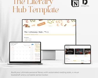 Reading Tracker Notion Template | Book Tracker & Reading Journal | Book Club Organizer | Reading Goals Dashboard | Literary Hub Planner