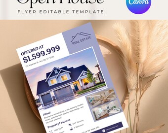 Open House Flyer | Real Estate Open House Flyer Template | Just Listed Flyer | Real Estate Marketing | Editable Canva Template | Postcard