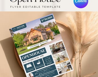 Open House Flyer | Real Estate Open House Flyer Template | Just Listed Flyer | Real Estate Marketing | Editable Canva Template | Postcard