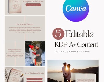 Amazon A Plus Content Canva Template for Romance Book KDP, Editable A Plus Design for Romance Authors, Digital Listing Images