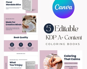 Amazon A Plus Content Canva Template for Coloring Book KDP, Editable A Plus Design for Authors, Digital Amazon Listing Images