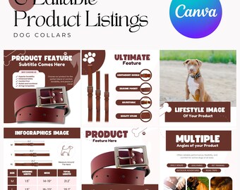 Dog Collar Canva Listing Templates | Pet Product Images | Works on Amazon, eBay, Etsy, Walmart, Shopify, Bol | CANVA | Dog Templates | Pet