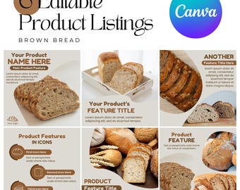 Food Product Listing Templates |  Brown Bread, Bread, Breakfast items, Kitchen Items | Works on Amazon, eBay, Etsy, Walmart, Shopify, Bol