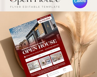 Open House Flyer | Real Estate Open House Flyer Template | Just Listed Flyer | Real Estate Marketing | Editable Canva Template | Postcard