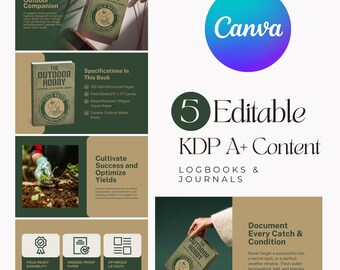 Amazon A Plus Content Canva Template for Log Book and Journal KDP, Editable A Plus Design, Amazon Book Listing Template