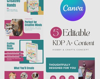 Amazon A Plus Content Template for Hobbies and Craft KDP Book, Canva Editable EBC Design, DIY and Creative Book Listing