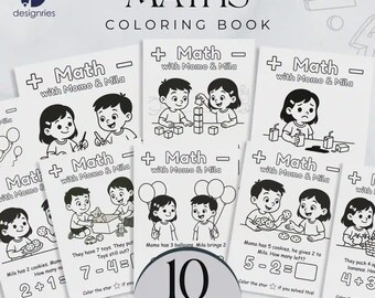 10 Pages Add & Subtract Math Workbook | Kindergarten Math Printable | Preschool Addition and Subtraction Worksheets | Homeschool Activity