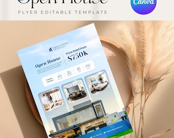 Open House Flyer Canva Template | Real Estate Flyer | Just Listed Realtor Marketing Flyer | Editable Real Estate Postcard | Designries
