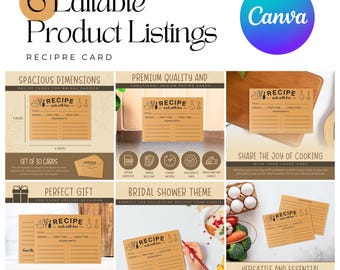 Recipe Card Listing Templates | Recipe Cards, Kitchen Printables, Cooking, Baking | Works on Etsy, Amazon, eBay, Shopify, Walmart, Bol