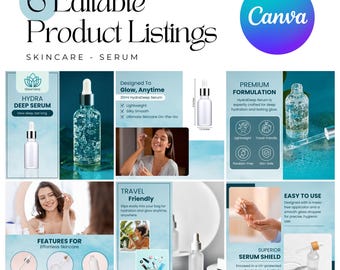 Beauty Product Listing Templates | Serum, Skincare, Beauty Essentials | Works on Amazon, eBay, Etsy, Walmart, Shopify, Bol