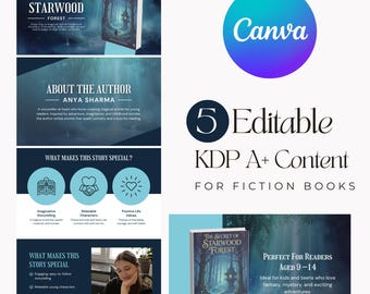 Amazon A Plus Content Canva Template for Fiction Book KDP, Editable A Plus Design for Authors, Digital Amazon Listing Images