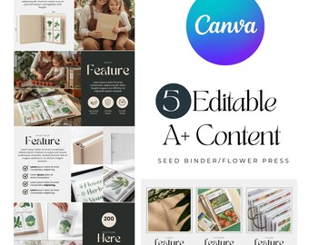 Amazon A Plus Content EBC Design for Seed Organizer, Flower Press A+ Template, Canva Editable Amazon Listing Graphics, Gardening Products