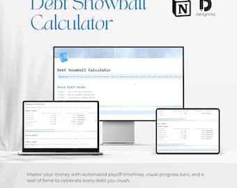 Debt Snowball Calculator Notion Template, Debt Payoff Planner Notion, Debt Tracker Spreadsheet, Budget & Loan Dashboard, Finance Planner