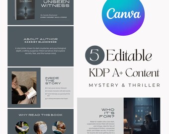 Amazon A Plus Content Canva Template for Mystery and Thriller Book KDP, Editable Design for Authors by Designries, Digital Listing, ebook