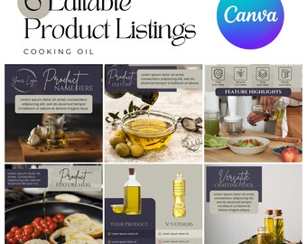 Essential Cooking Oil Listing Templates | Perfect for Amazon, eBay, Etsy & More | Easy to Edit in Canva | Boost Sales with Stunning Images