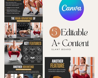 Amazon A+ Content Template for Slant Board, EBC Design, Fitness Product Canva Template, Editable Amazon Listing, Digital Download