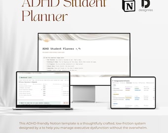 ADHD Student Planner Notion Template | Assignment Tracker, Exam Prep Timeline & Focus Session Timer | All-in-One Academic Dashboard