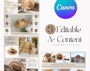 Amazon A+ Content EBC Design for Hats, Amazon A+ Templates, EBC Design, Hats for men, Women hats, CANVA Editable, Amazon Listing