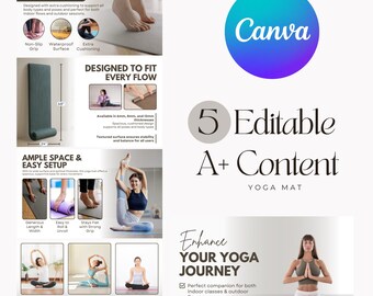 Yoga Mat for Amazon A+ Content EBC Design , Amazon A+ Templates Fitness, EBC Canva Template, Yoga Accessories, Exercise Mat, Amazon Listing