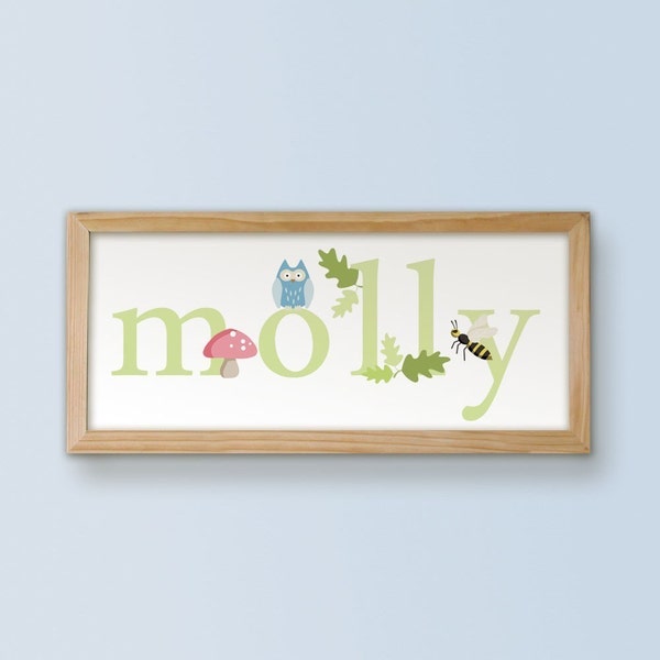 Woodland Name Print - Personalized Archival Giclee Print