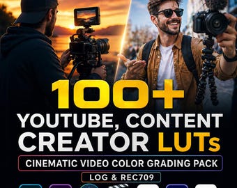 100+ YouTube, Vlogger Content Creator LUTs | Cinematic Video Color Grading Pack | LOG & REC709