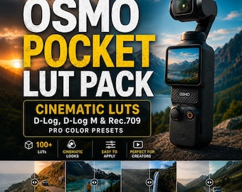 DJI OSMO POCKET Cinematic LUTs Pack | D-Log, D-Log M, Rec.709 Color Presets for Footage