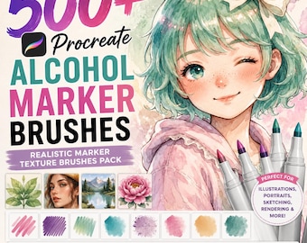 500+ Procreate Alcohol Marker Brushes | Realistic Marker Texture Brushes Pack