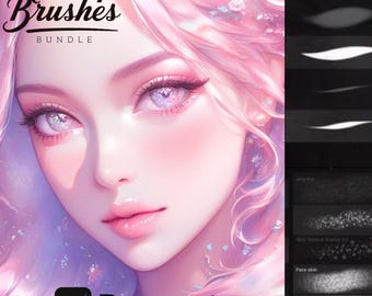 1000+ Procreate Makeup Brushes Bundle | Hair, Skin, Lips, Eyes, Lashes, Brows, Nose, Portrait, Makeup & Texture Brush Set