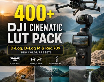 Paquete de más de 400 LUTs cinematográficos DJI / Preajustes de color D-Log, D-Log M y Rec.709 para metraje