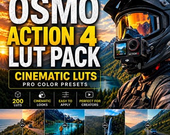 200 DJI Osmo Action 4 LUTs Pack | Cinematic presets for Travel & Vlog | D-Log M Color Grading | Action Camera Color LUTs