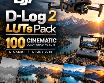 DJI D-Log 2 LUTs Pack 100 Cinematic Color Grading LUTs, D-Gamut Drone LUTs for Premiere Pro DaVinci Final Cut