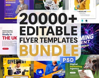 Editable Flyer Templates Pack | Business, Party, Fitness, Education, Gym, Health, Travel, Marketing, Event & More | PSD EPS CDR