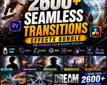 2600+ Seamless Transitions Effects Mega Bundle for Premiere Pro & DaVinci Resolve – All-in-One Cinematic Video Editing Toolkit