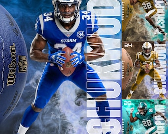 10 Colorful Football Poster Canva Templates | Senior Sports Banner | Soccer Ball Background Designs | Editable Templates