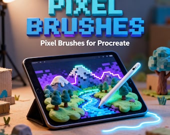 Procreate Pixel Brush Set | 8-Bit Retro Game Assets Pack | Perfect for Pixel Art & iPad Artists