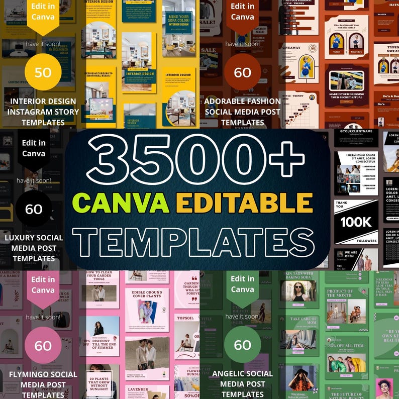 3500+ Canva Editable Social Media Templates Mega Bundle for – Instagram ...