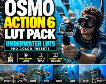 100 DJI Osmo Action 6 LUTs Pack | Cinematic presets for Underwater | D-Log M Color Grading | Action Camera Color LUTs