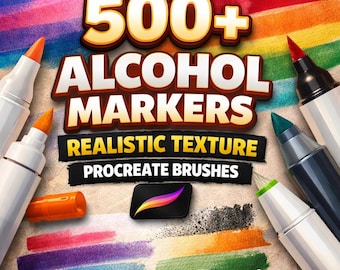 500+ Procreate Alcohol Marker Brushes | Realistic Marker Texture Brushes Pack