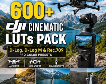 600+ DJI Cinematic LUTs Pack | D-Log, D-Log M, Rec.709 Color Presets for Footage