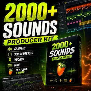 Kit de producción con más de 2000 sonidos / Muestras, presets para Serum, voces, MIDI, FL Studio, Ableton y Logic Pro. imagen 1
