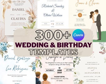 Canva Birthday and Wedding Templates Bundle For Kids, Teens, Adults Themed Parties | fully Editable