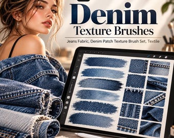 500+ Procreate Denim Texture Brushes | Jeans Fabric, Denim Patch Texture Brush Set, Textile Brushes for Procreate iPad