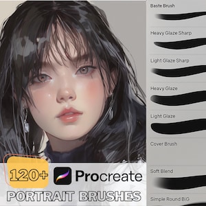 Procreate Portrait Brushes Bundle | Realistic Hair, Skin, Texture & Pencil Brushes | Painting, Shading, Sketch Pack for Digital Artists