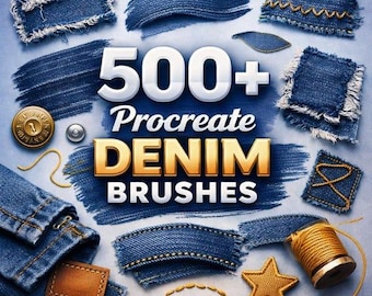 Procreate Denim Texture Brushes | Jeans Fabric, Denim Patch Texture Brush Set, Textile Brushes for Procreate iPad