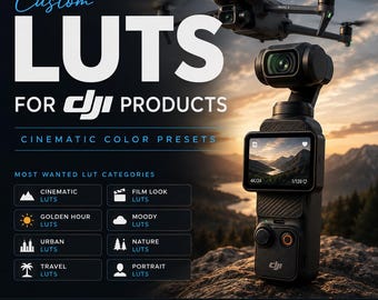 Custom DJI LUTs | Cinematic Color Grading LUTs for DJI Products | DJI Mavic Osmo Pockets, Action Camera LUTs | Professional Video Presets