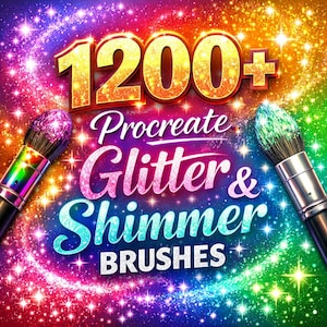 Paquete de pinceles con purpurina y brillo de Procreate: más de 1200 pinceles con texturas 3D de cromo, neón, dorado y metálico para iPad