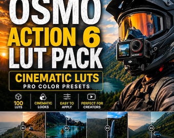 100 DJI Osmo Action 6 LUTs Pack | Cinematic presets for Travel & Vlog | D-Log M Color Grading | Action Camera Color LUTs