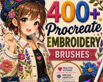 400+ Procreate Embroidery Brushes | Embroidery Procreate Brushes | Realistic Stitching, Sewing Brushes for Procreate